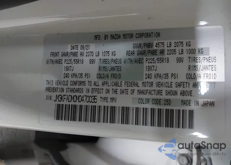 2021 Mazda Cx-5 Grand Touring из США, поврежденный, VIN JM3KFADM0M0470035